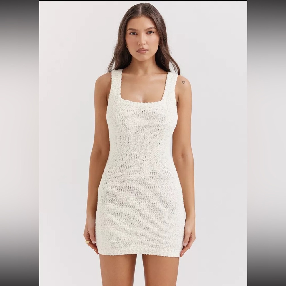 HOUSE OF CB 'Zaira' Cream Chenille Knit Mini Dress /Size S